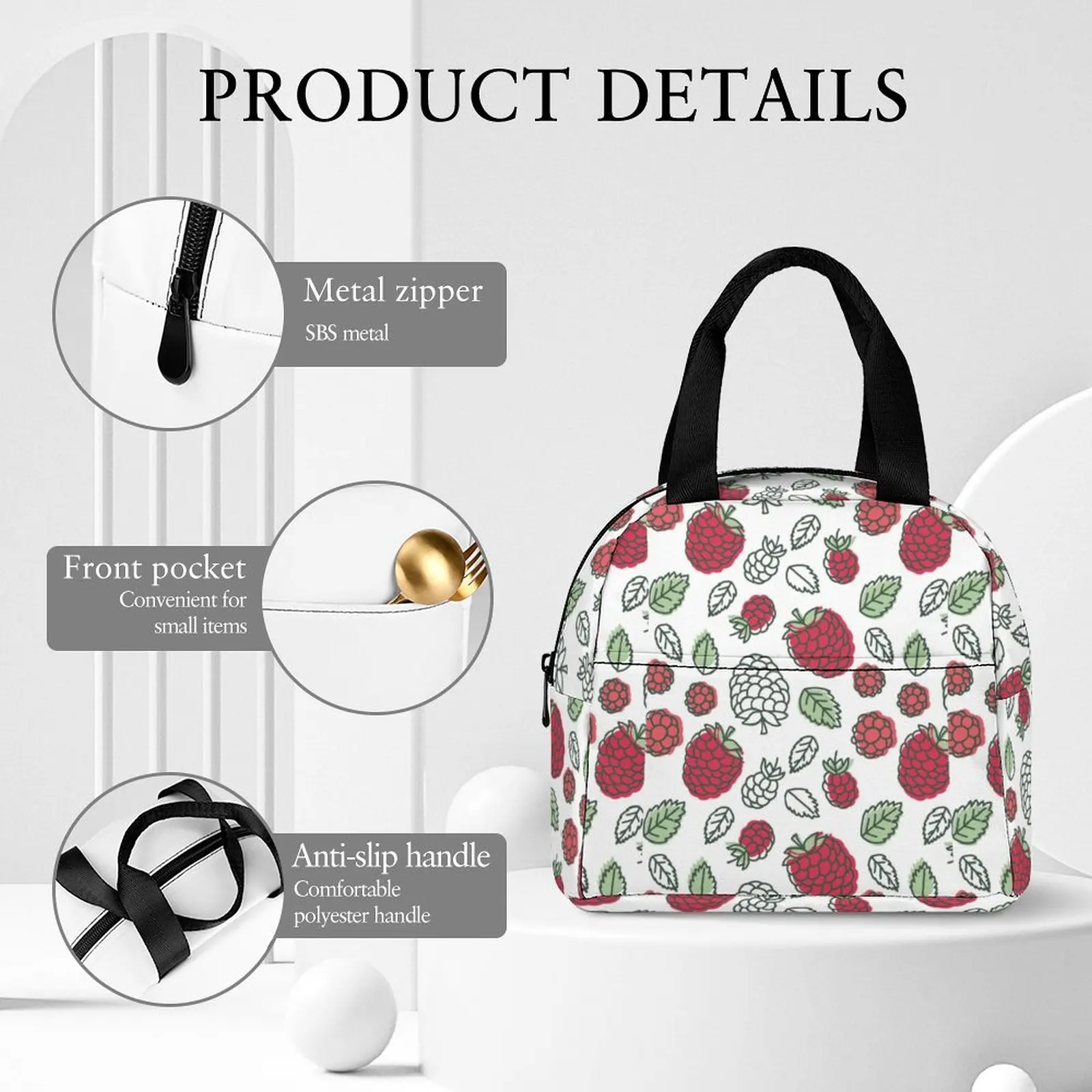 Custom Pattern Tote Lunch Bags for Women Colored Grape Print Portable Meal Bag Picnic Travel Breakfast Box Office Work School