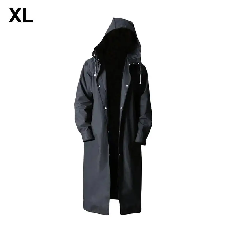 Raincoat For Men EVA Black Poncho Rain Pocket Men's Rain Jacket With Hood Waterproof Lightweight For Active Long Raincoat Black