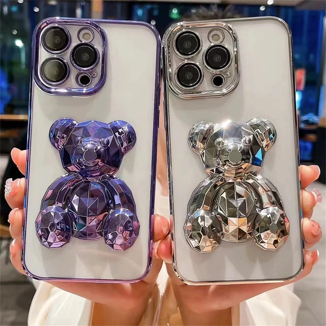 Cute Korean Bear Animals Purple 3D Samsung Phone Case for Samsung