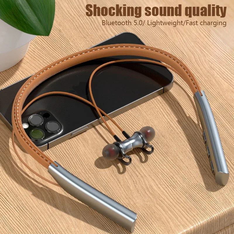 Fone Bluetooth Earphones Wireless Headphones Magnetic Sport Neckband Neck-hanging TWS Earbuds Wireless Blutooth Headset with Mic 2