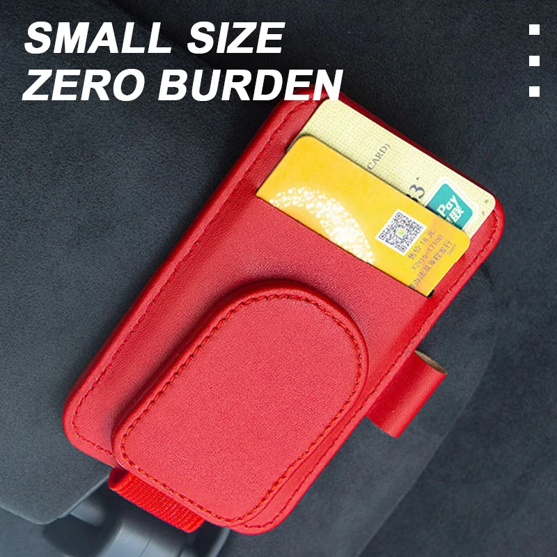 Supporto Per Occhiali Da Sole Per Visiera Auto – Clip In Pelle Con Magnete E Tasca Porta Biglietti, 2 Pezzi, Universale Per Visiere Fino A 2 Cm - 2