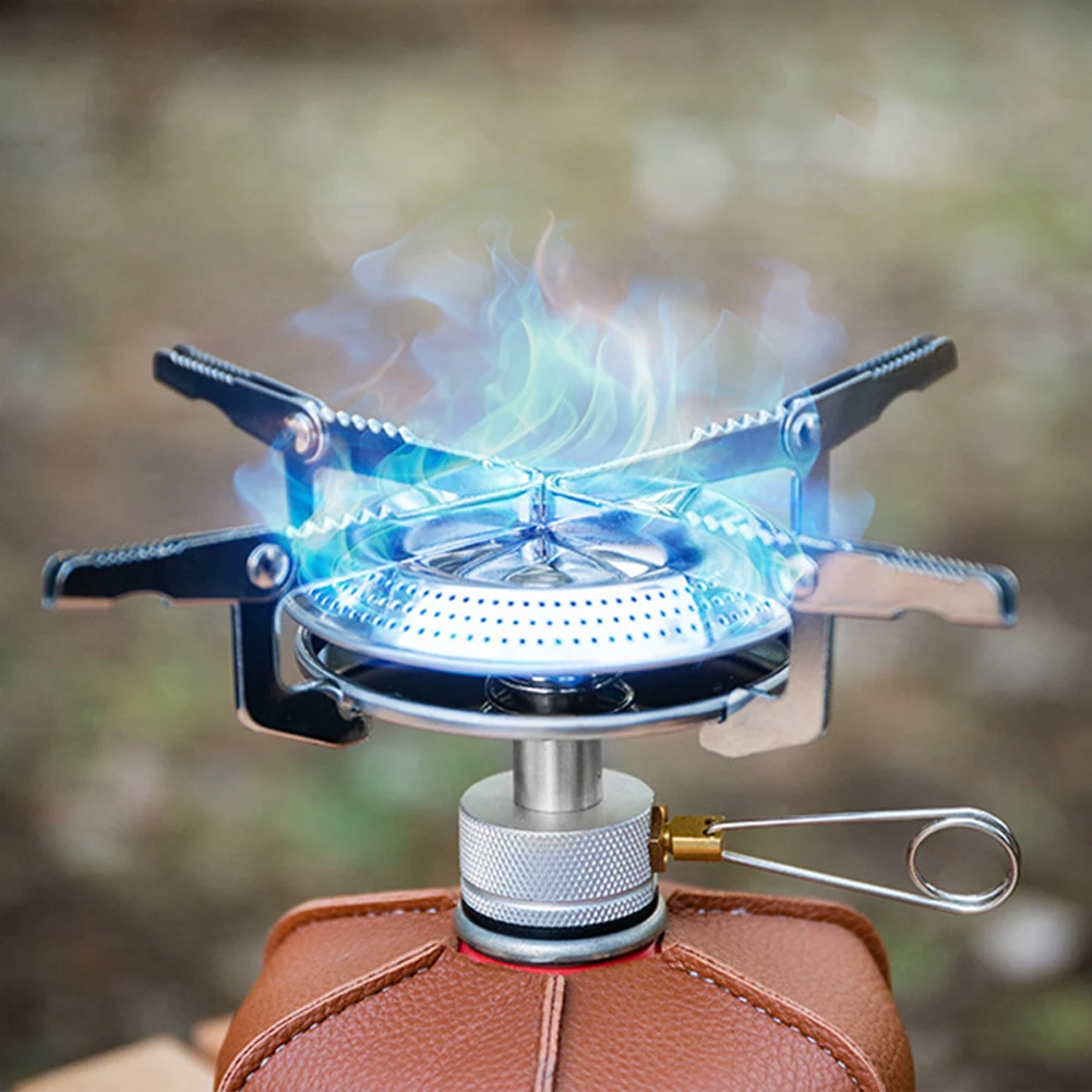 Outdoor Camping Gas Stove Mini Gas Burner with Storage Bag Portable Cooking Stove Adjustable for Hiking Climbing Fishing