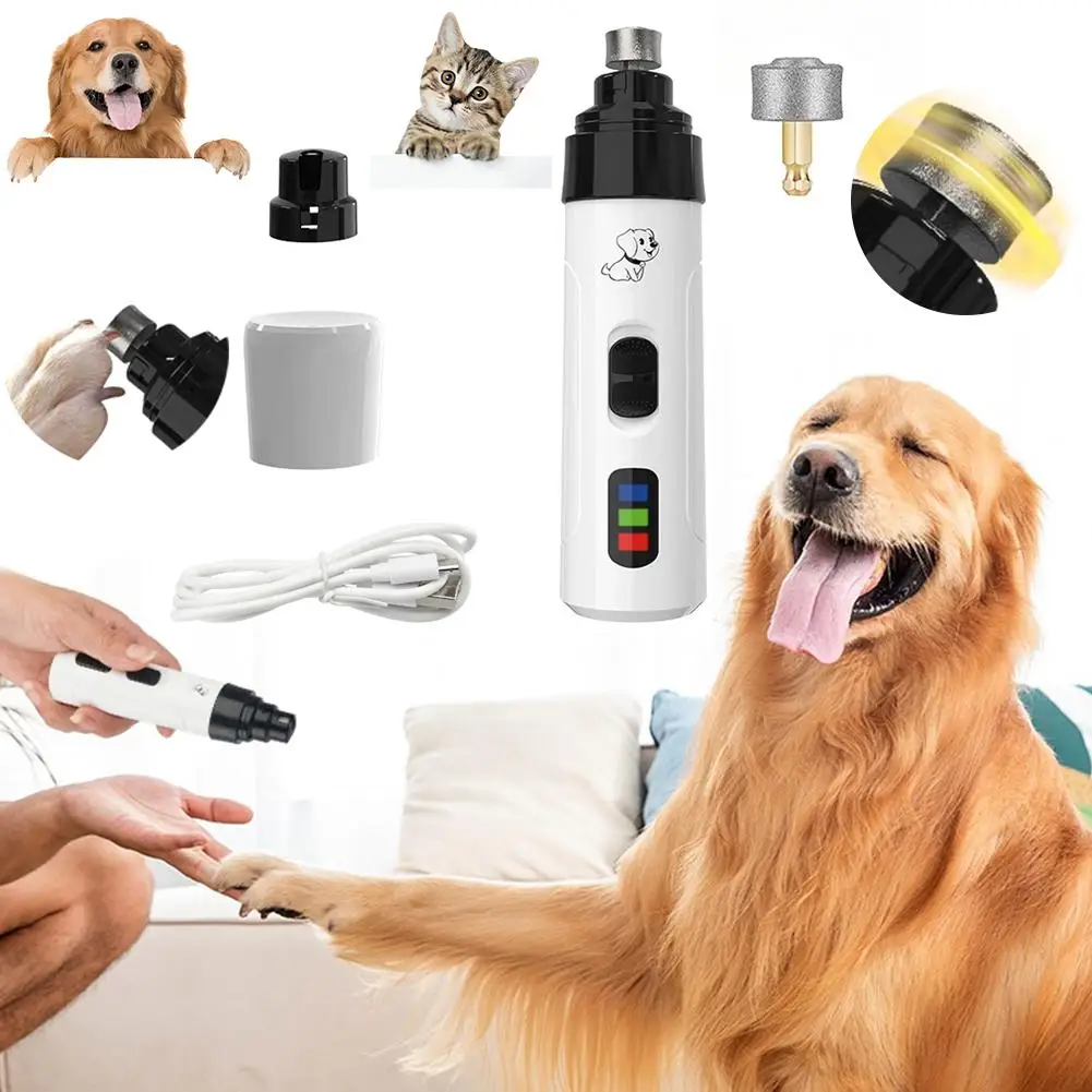 Electric Dog Nail Clippers Rechargeable USB Charging Pet Quiet Cat Paws Nail Grooming For Dog Grinder Trimmer Tool