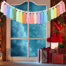 Decoração do quarto das meninas acessórios pastel arco-íris borla guirlanda colorido banner pom páscoa guirlanda grânulo de madeira fiesta decoração de parede