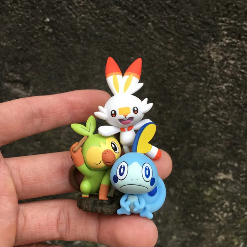 Pokemon Sword And Shield Grookey Scorbunny Sobble Cartoon Model Ornament Bulk Toys