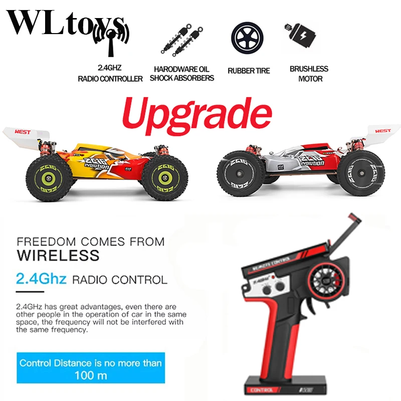 Top WLtoys 144010-V8 2.4G Racing RC Car 70 KM/H Brushless Motor 4WD High Speed Off-Road Drift RC Toys for Kids and Adults Gift 4