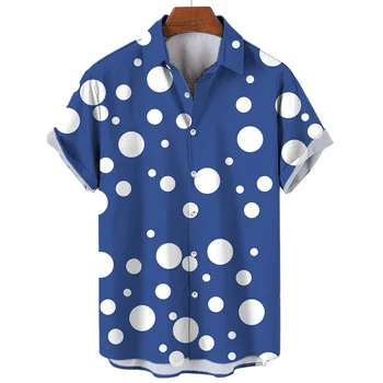 Men's Hawaiian Shirt Summer Stripe Printed Short Sleeved Shirts Lapel Button Large Men Street Clothing Fashion Casual Social Top 3