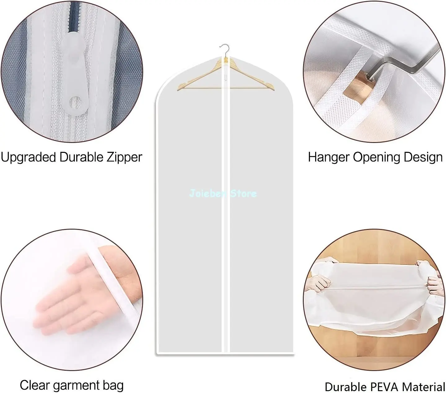 3 5pcs White Garment Bags For Hanging Clothes Clear Moth Proof