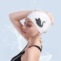 Universal Swimming Caps for Adult Children Ear Protection Silicone Swimming Cap Printing Cute Cartoon Swim Cap Pool Accessories 2