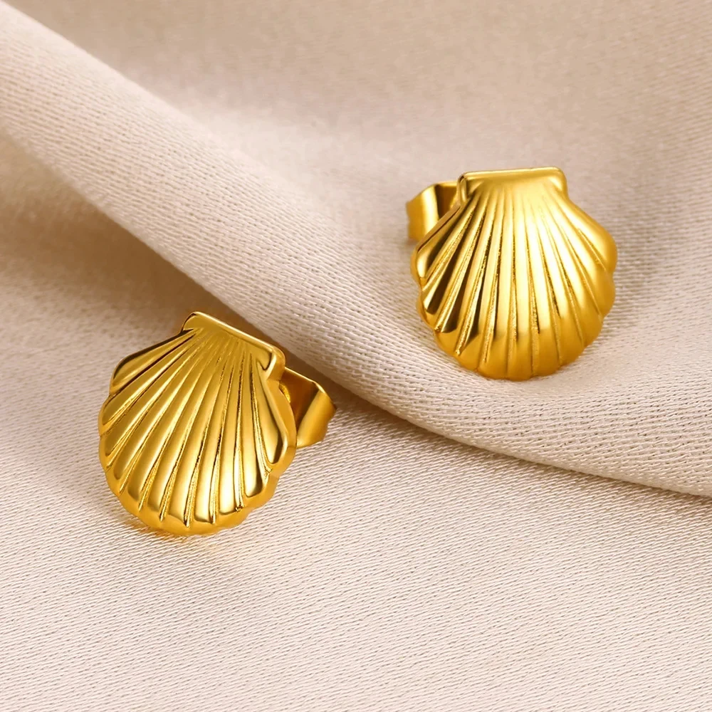 Stainless Steel Shell Stud Earring For Women