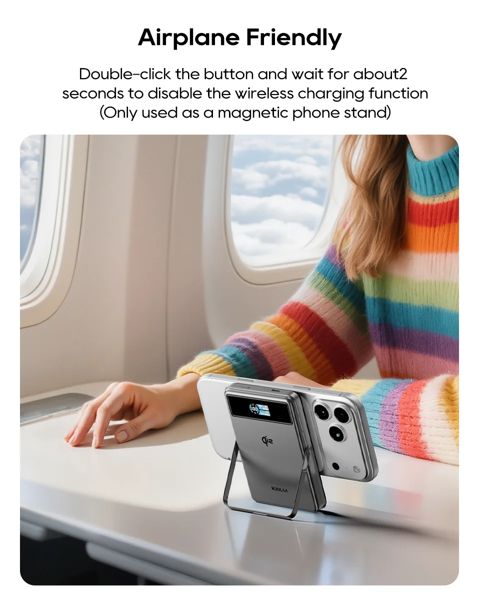 Kuulaa Qi2 Magnetic Power Bank 10000mAh Stand PD 20W