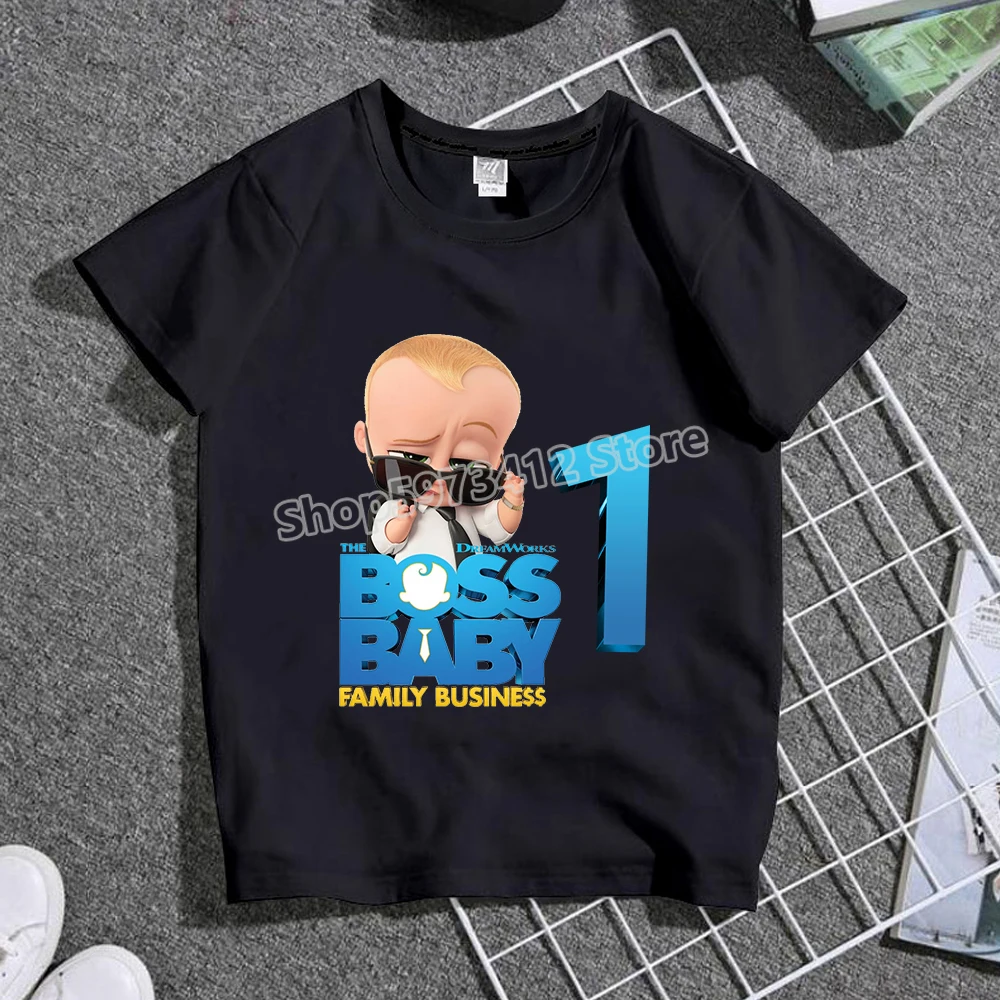 Maglietta Bossed Baby Per Bambini Ragazzo 1-10 Anni Numero Di Compleanno Top Neri Baby Shower Party Wear Bambino Abbigliamento Per Bambini Regalo
