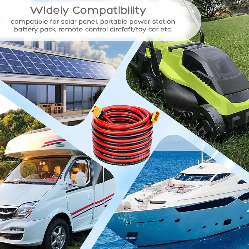 12AWG 1.5m/5FT XT60 Male to Female Extension Cable Compatible For ALLPOWERS Ecoflow Jackery Bluetti Anker Portable Power Station