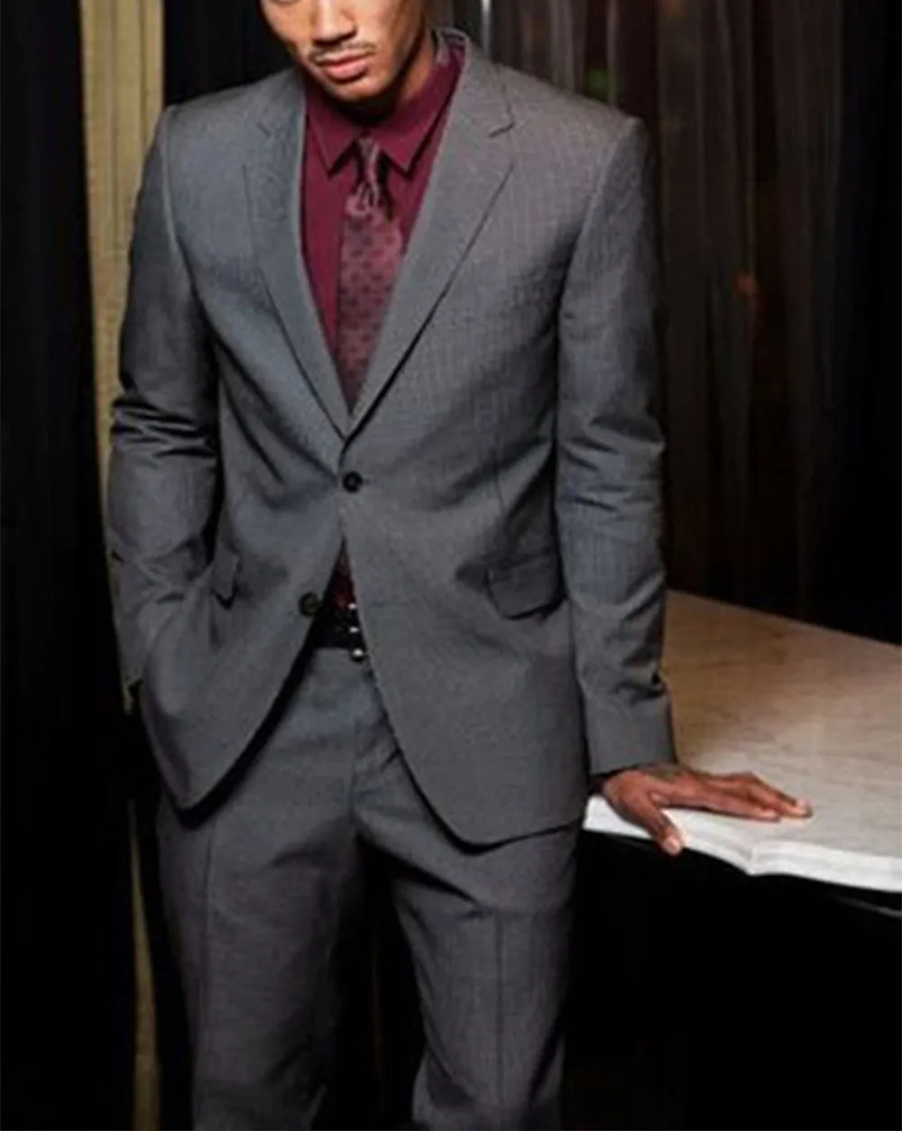 

2022 New Grey Wedding Suit For Men 2 Piece(Jacket+Pant) Two Button Latest Design Groom Bridegroom Tuxedos Fashion Blazer