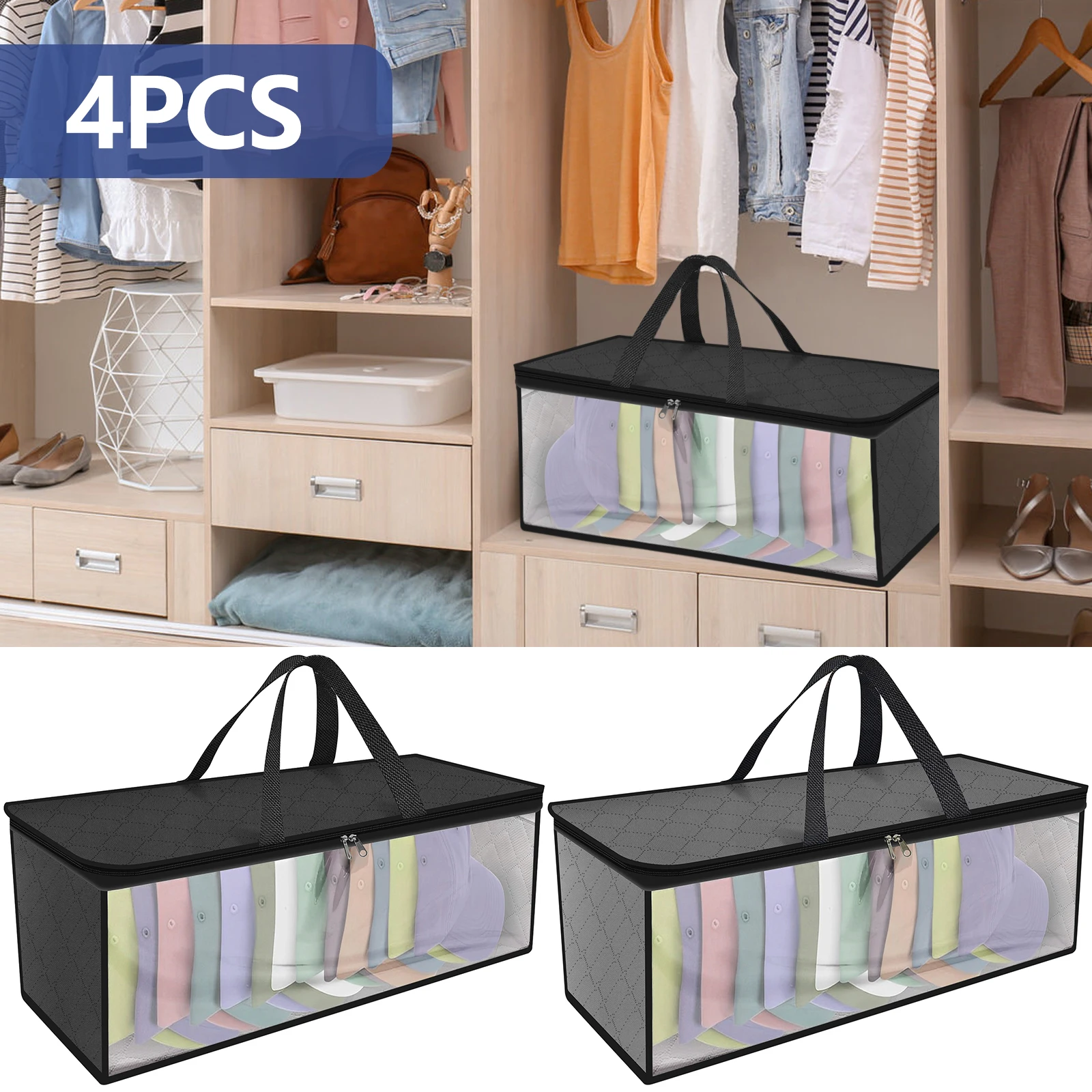 

New 4Pcs Hat Organizer for Baseball Caps Non Woven Hat Storage Box 19.7×7.9×8.3 Inch Hat Storage Bag with Handle Clear Window