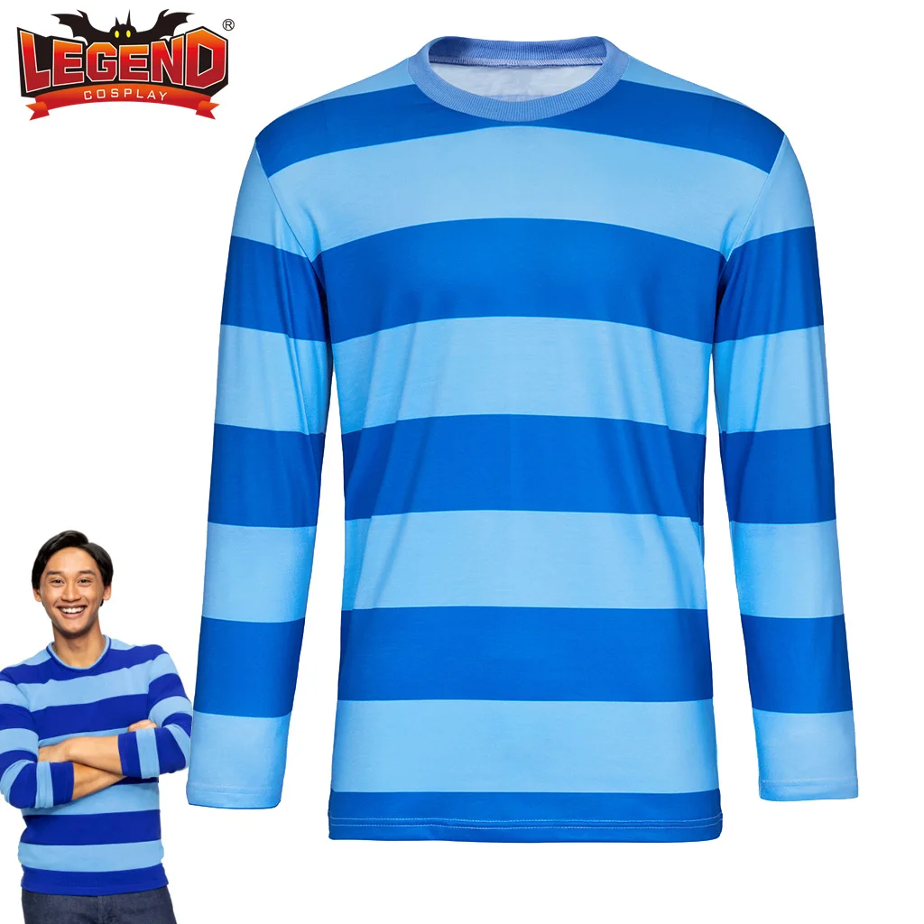 Adulto Mens Blue Accessories Josh Costume Shirt Blue Incuds And You Josh Blue Shirts T-Shirt A Righe A Maniche Lunghe Top Outfit