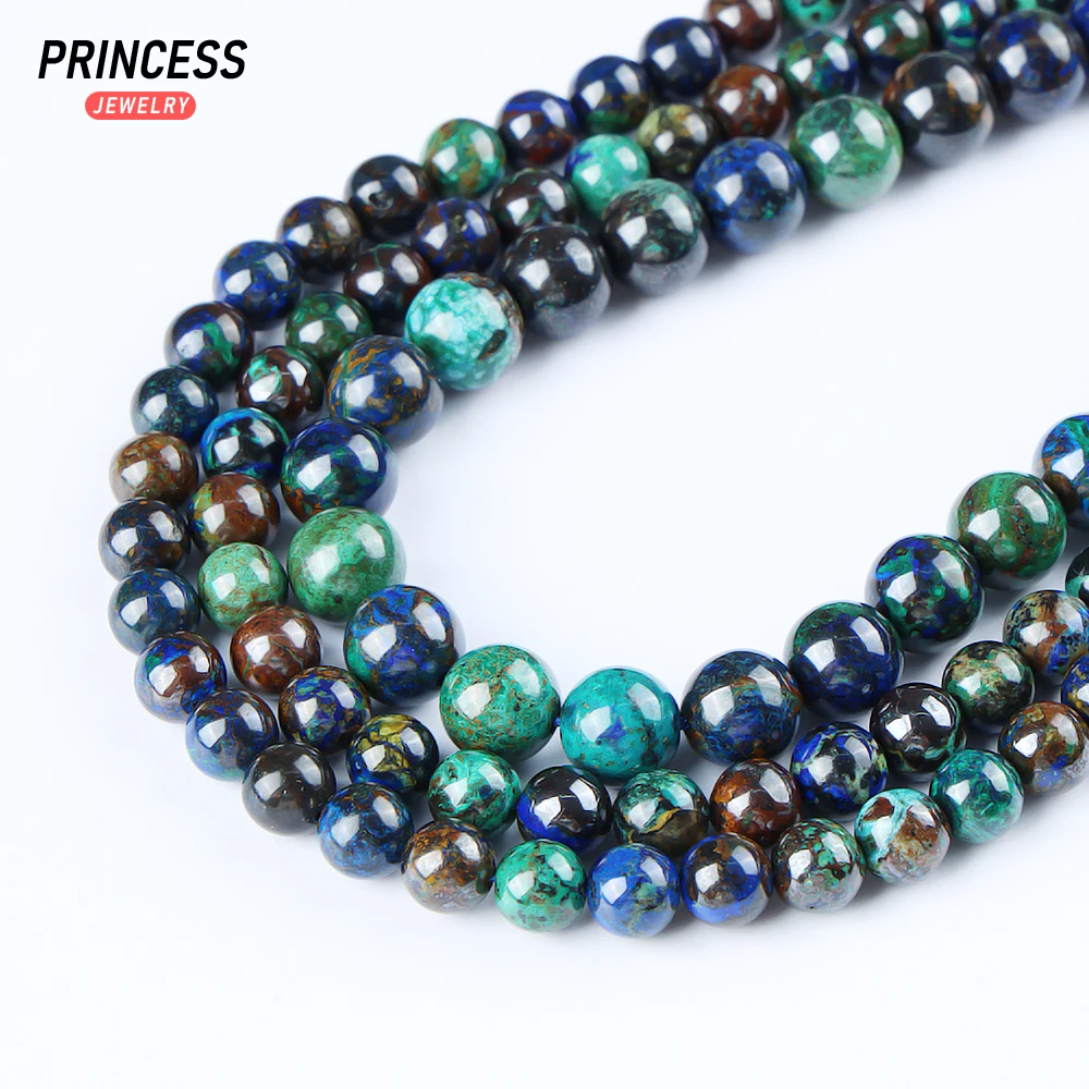 Clearance A++ Natural Azurite Chrysocolla Loose Beads for Jewelry Making Bracelet Stone Beads DIY Accessories 6 8 10mm 5