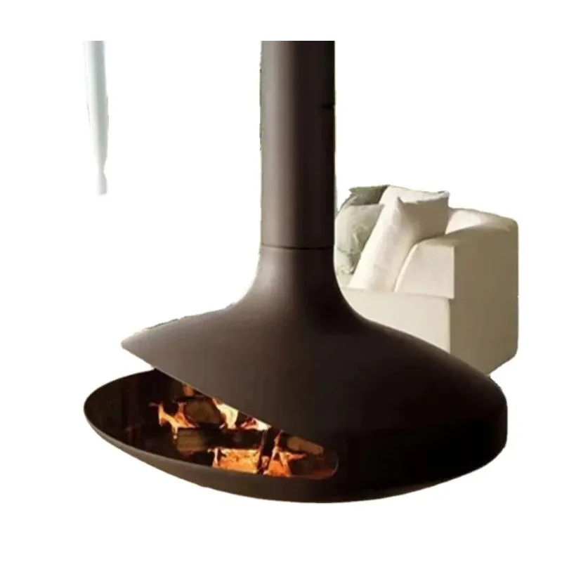 Indoor Roof Ceiling Suspended Hanging Fireplace Wooden Burning Steel Stove Wall Mounted Wood Burning Stove Firewood Fireplace