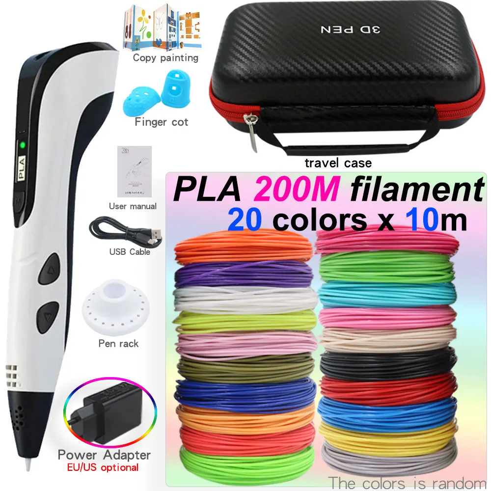 3D Pen for Kids 3D Printing Pen with LED Screen with 200M PLA and Power  Adapter and Storage Box Christmas Birthday Gift for Kids - AliExpress