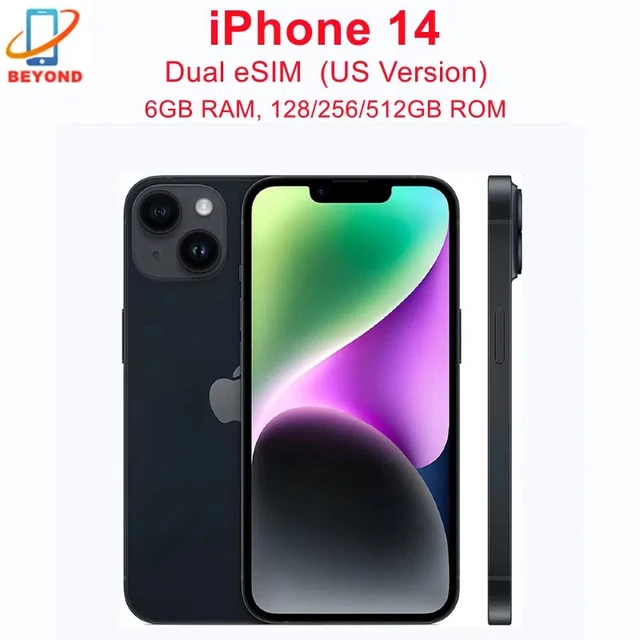 Unlocked iPhone 14 128GB 256 ROM 6GB RAM Dual eSIM 6.1" Original Super Retina OLED Face ID NFC A15 5G Mobile Phone iPhone14