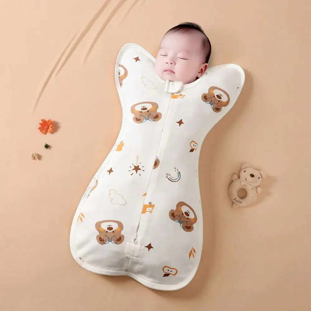 면 스와들 블랭킷 지퍼형 수면 조끼 부드러운 포대형 프린트 무늬 슬리핑백 침구
