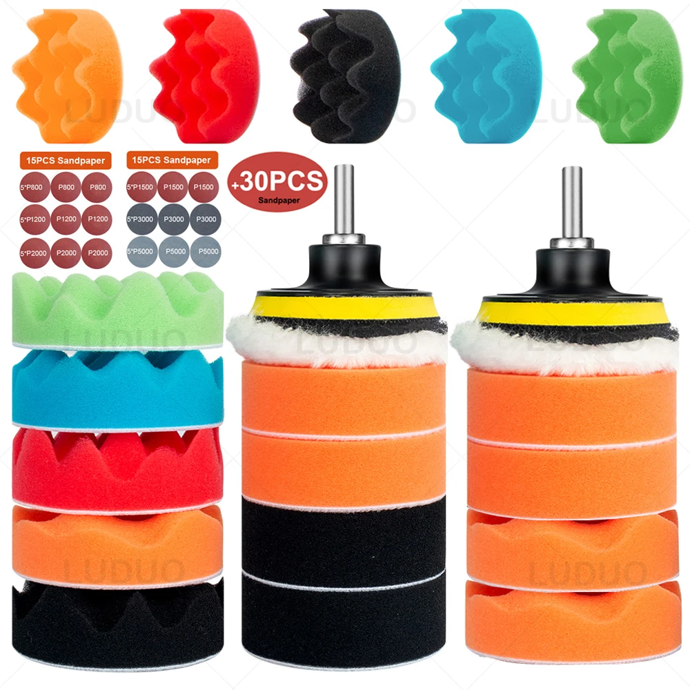 Kit De Esponjas Para Pulir Coche - 23 Piezas, Reutilizables Y Lavables - Para Taladro O Pulidora, Eliminación De Rayones Y Encerado