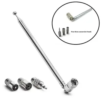 Antenna radio FM 1 set Antenna telescopica FM 75 Ohm Tipo F Adattatore connettore maschio Radio da tavolo Ricevitore stereo HiFi
