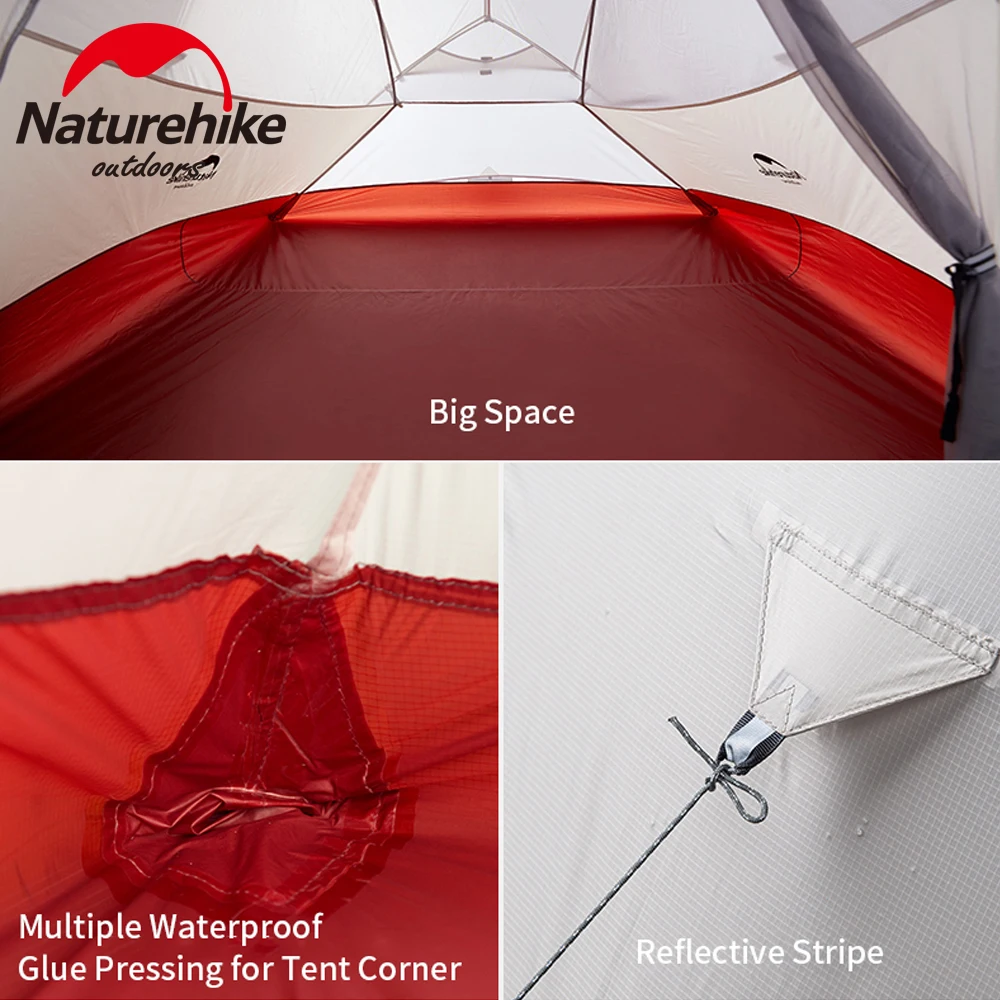 Naturehike Cloud Up 3 Person Tent Ultralight Camping Outdoor Hiking Travel Backpacking Shelter Tent Waterproof Nylon Portable