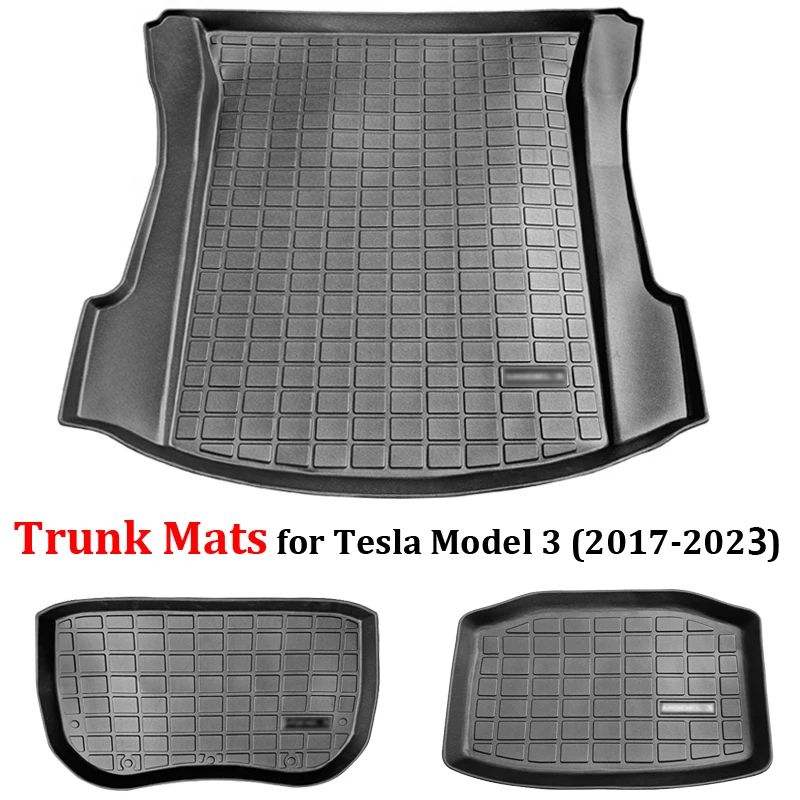 

For Tesla Model 3 2023 Front Rear Trunk Mats Model3 Interior Accessories TPE Car Luggage Storage Mat Waterproof Cargo Liner