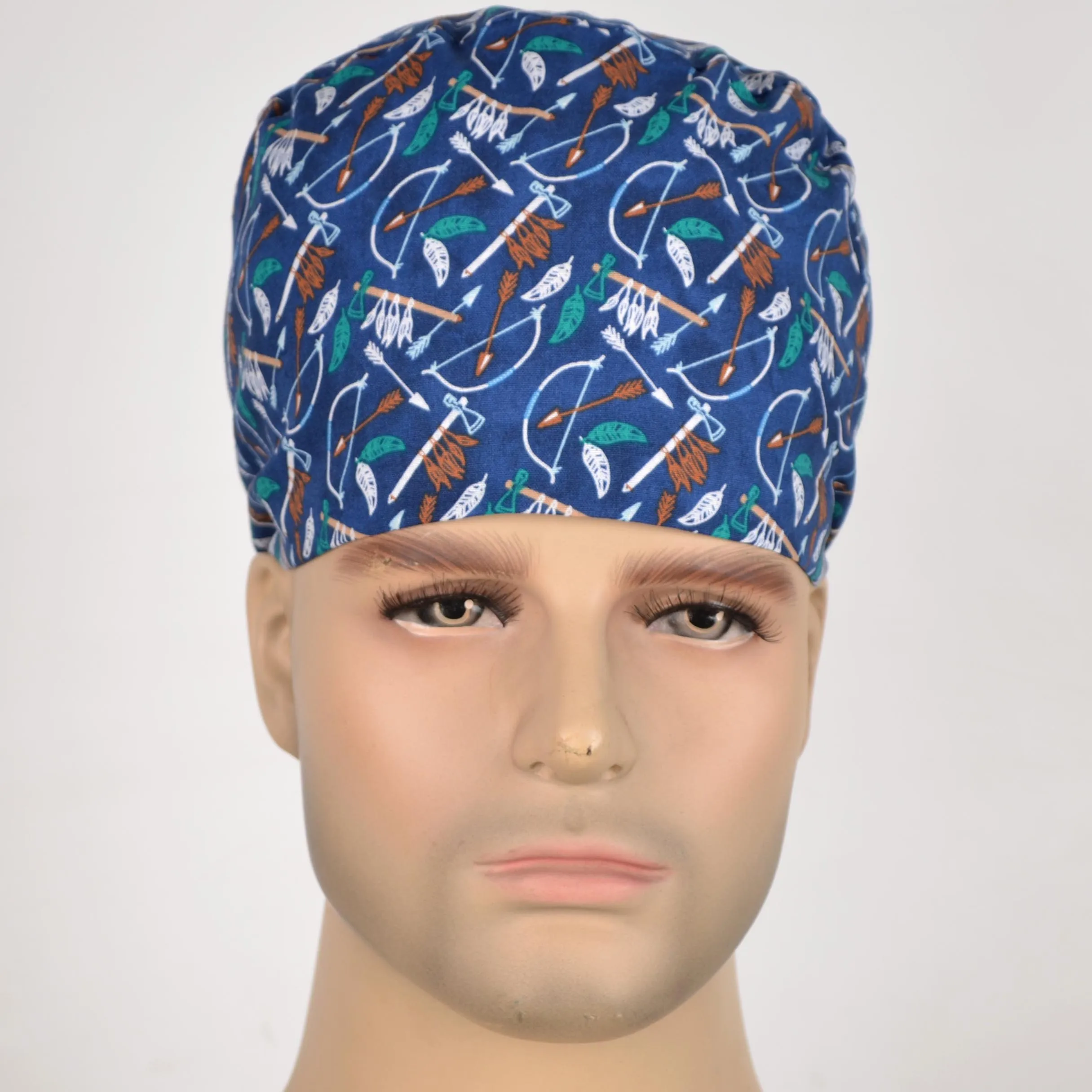 Hennar Men Medical Scrub Caps in 100% Cotton Two Sizes Doctor Caps Sports Prints