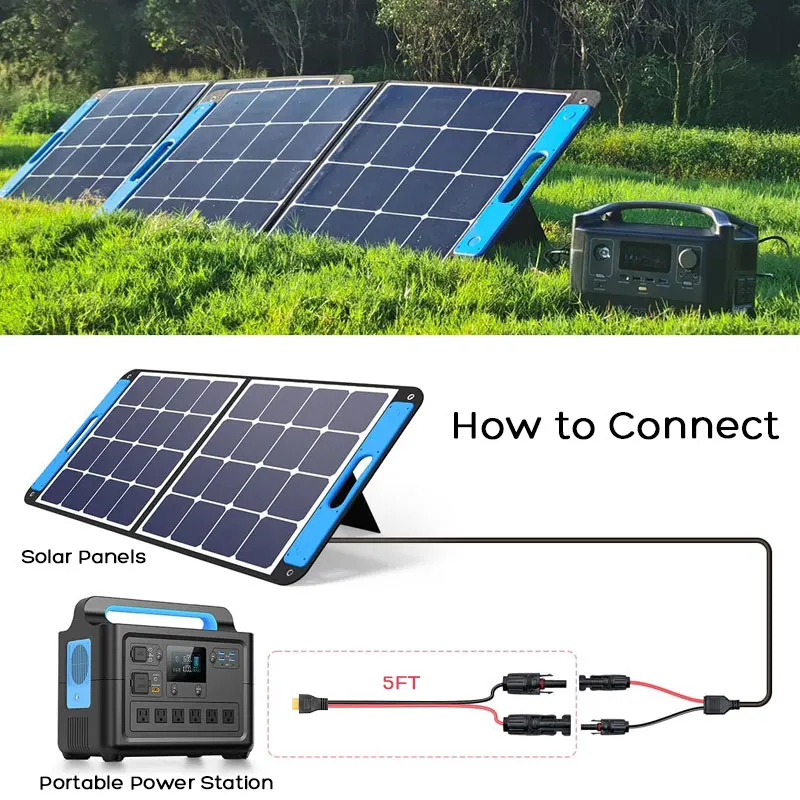 Solar Panel Connector Cable to XT60 Charging for ALLPOWERS R600/R1500/R2500 EcoFlow RIVER/DELTA Anker SOLIX Solar Generators