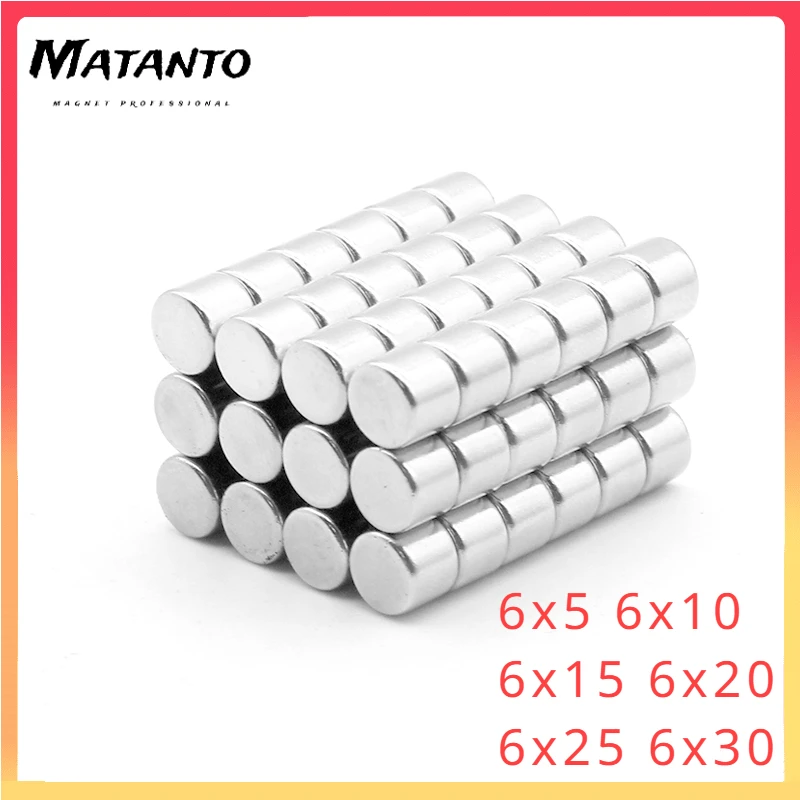

100PCS 6x5mm 6x10mm 6x15mm 6x20mm 6x25mm 6x30mm Disc Rare Earth Neodymium Magnets N35 Small Round Search Magnet Strong