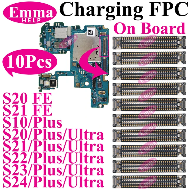 شحن USB موصل FPC على متنها ، ميناء قفص الاتهام ، S23 ، S24 ، S22 الترا ، S21 Plus ، Note 20 FE ، S21FE ، S10 ، S10