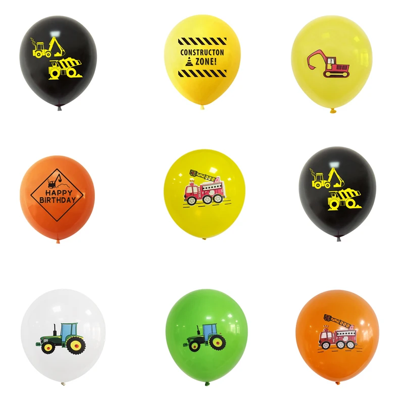 

10pcs Traffic Vehicle Tractor Construction Vehicle Series Latex Balloons Kids Birthday Party Decoration Latex Balloons