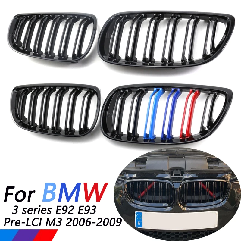 

Front Bumper Kidney Grill for BMW E92 E93 M3 Pre-LCI Gloss Black Dual Line Grille Car Styling Racing Grilles Replacement Part