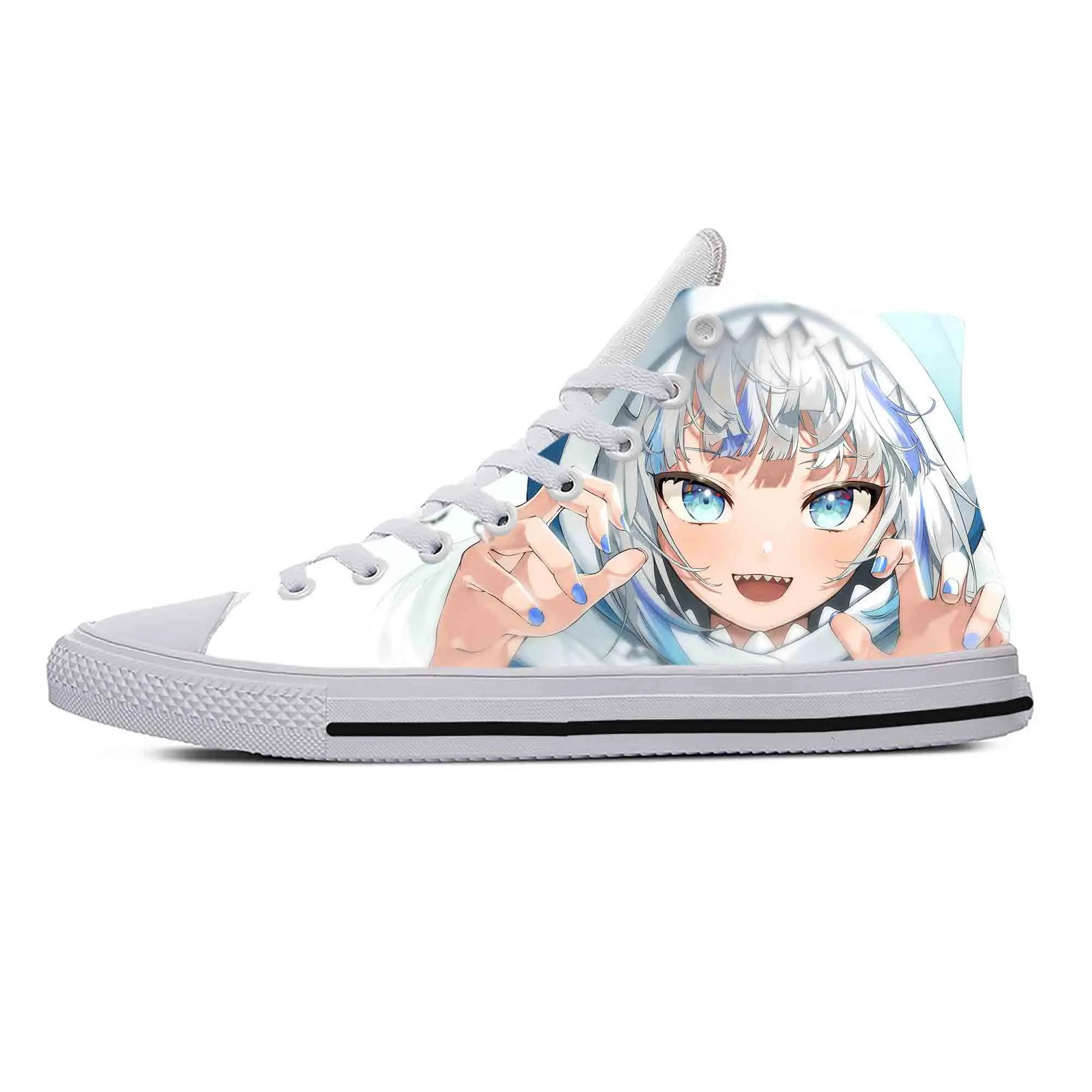 

Кроссовки Gura мужские/женские с высоким верхом, аниме мультфильм манга, комикс, модная повседневная Тканевая обувь, легкие дышащие кеды с 3D принтом