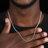 3mm Men's Cuban Chain Necklace Simple Stainless Steel Necklace Fashion Titanium Steel Jewelry Trend Accessories Party Gifts