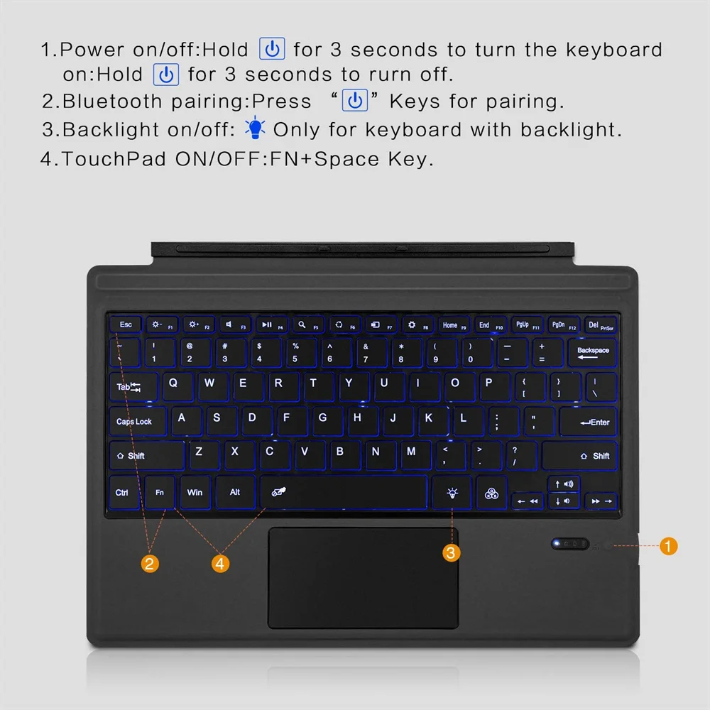バックライト付き Bluetooth キーボード、Microsoft Surface Pro