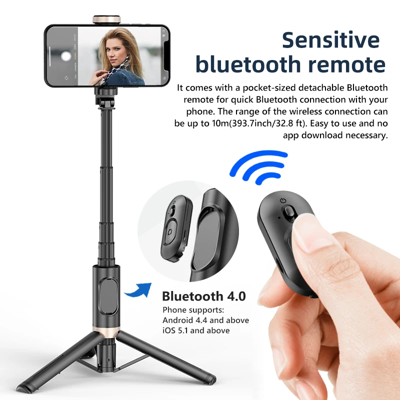 Selfie Stick Tripod Wireless Bluetooth Remote - Bluetooth Wireless.