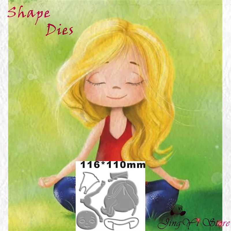 

Cute Blonde Girl Metal Cutting Dies Cutter Stencils Scrapbooking Decorative Embossing Photo Album Decor Card Making DIY Crafts