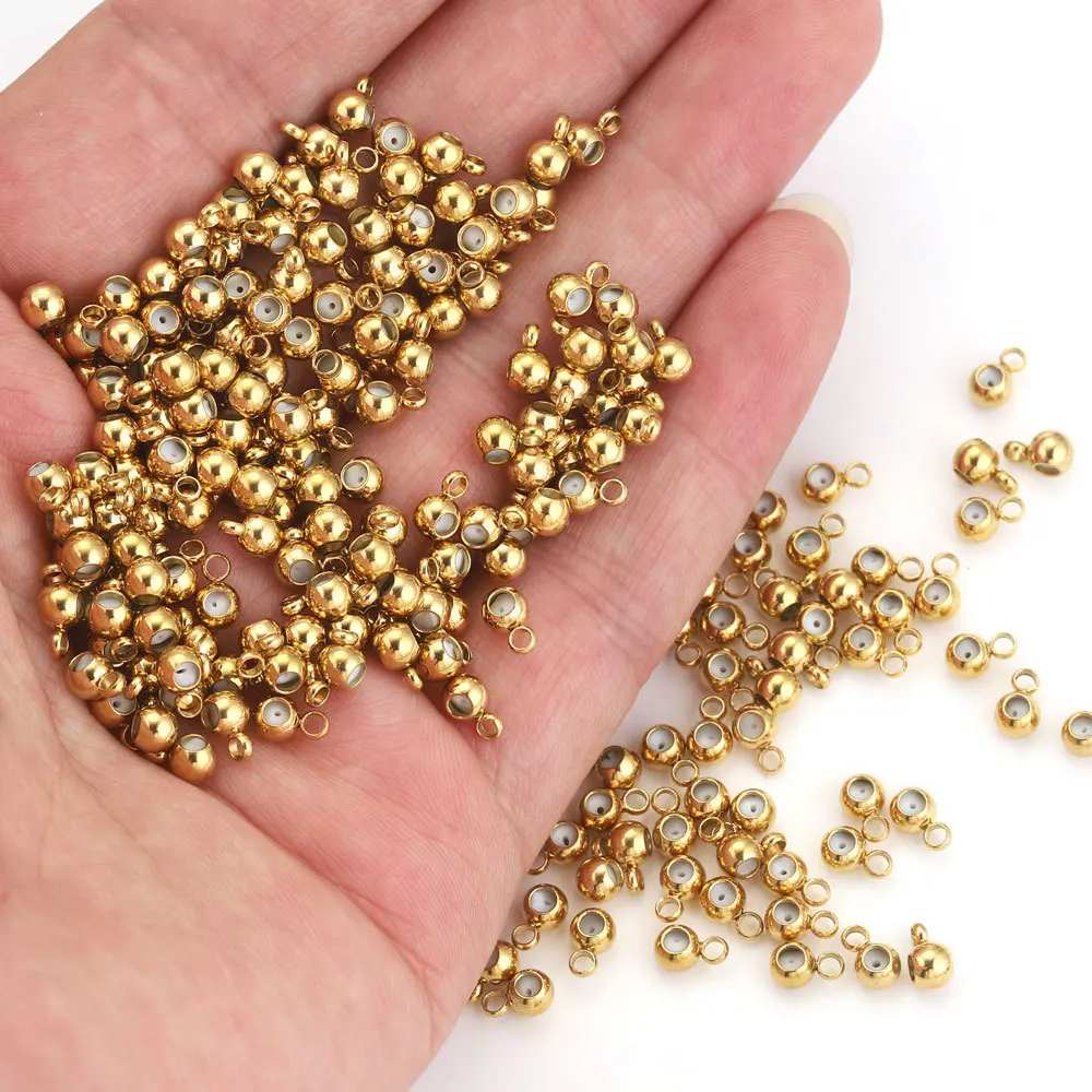 Stainless Steel Adjustment Beads with Non-slip Silicone Ring Gold Color Stopper Spacer Beads for Jewelry Making 1