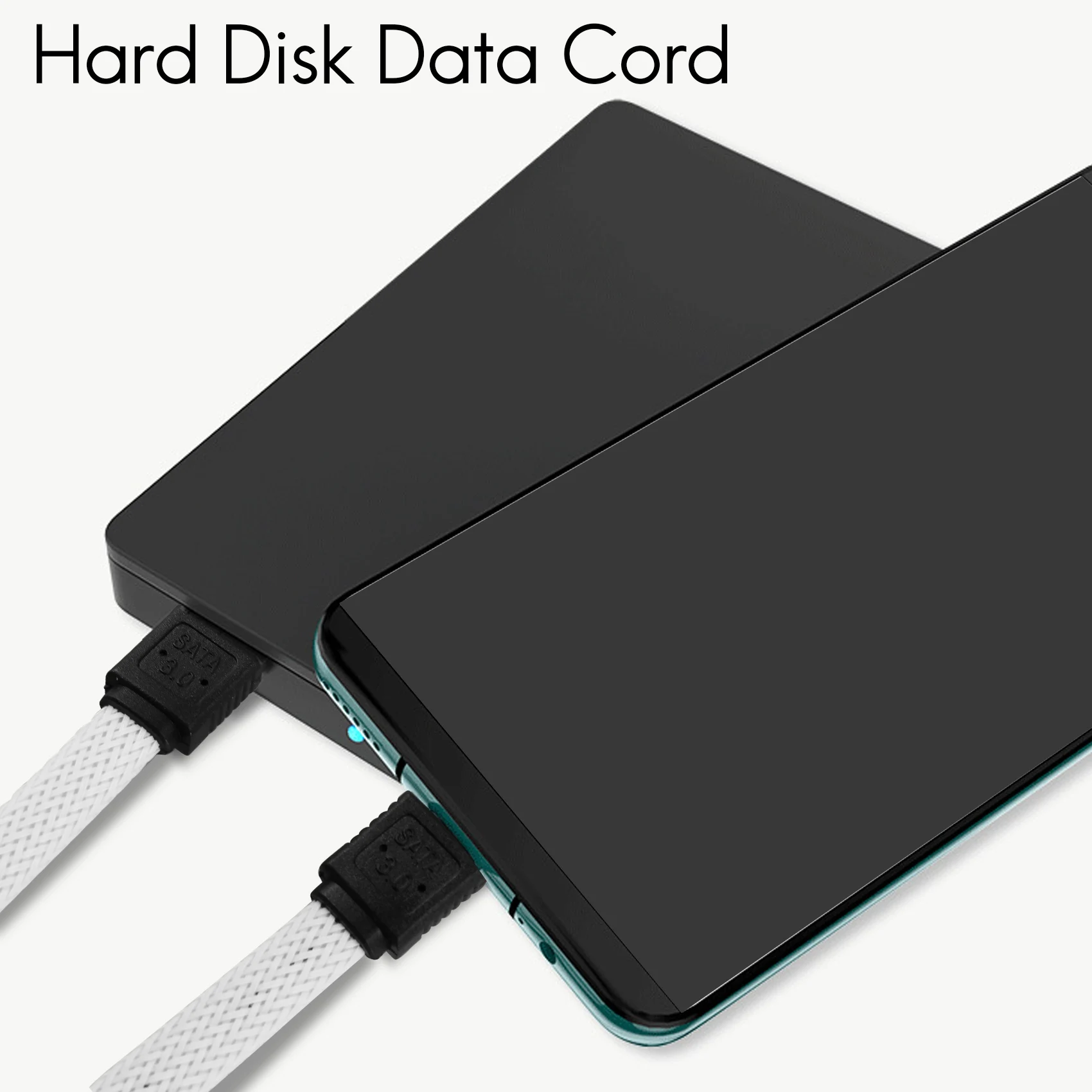 LDFH 50CM SATA 3.0 III SATA3 7핀 데이터 케이블 6Gb/s SSD 케이블 나일론 슬리브가 있는 HDD 하드 디스크 데이터 코드 프리미엄 버전(흰색)