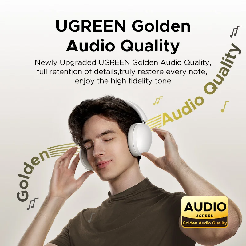 UGREEN Studio Max2 Kabelloser Kopfhörer, 80 Stunden Akkulaufzeit, HiFi-Stereo-Over-Ear-Kopfhörer mit Mikrofon, Bluetooth 5.4_voghion.com