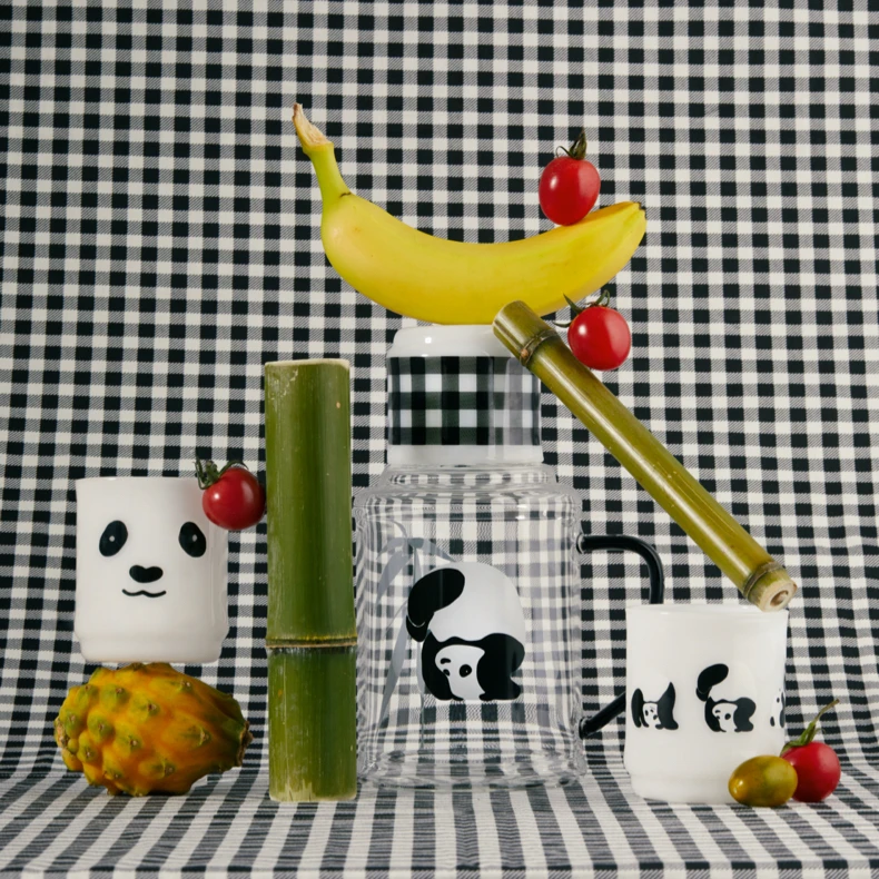 Tbh Beast Pie Home Panda Bangbang Glass Water Bottle Set High Temperature Resistant Home Cold Water Bottle Gift_voghion.com