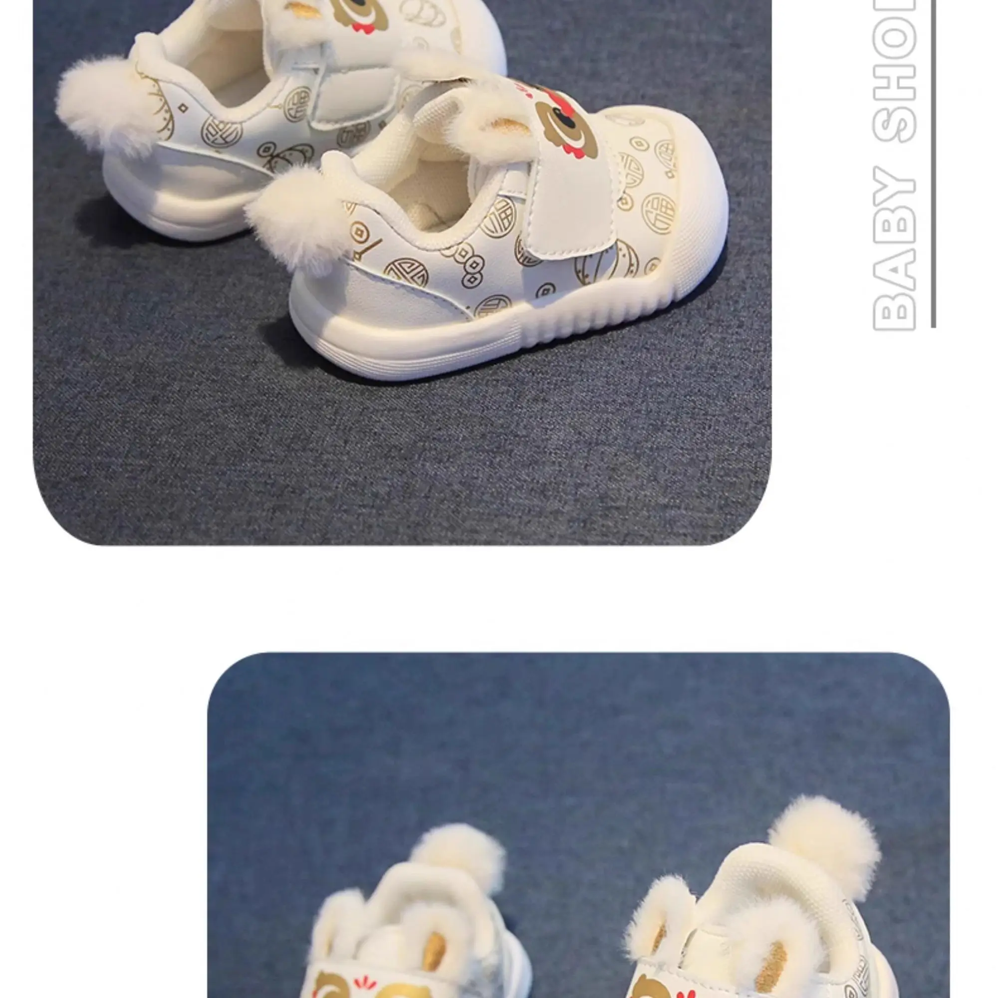 Baby's New Year Shoes with Velvet and Spring Chinese style Baby Trendy Red 1-3 Year Old Soft Soled Anti slip Sneakers 5