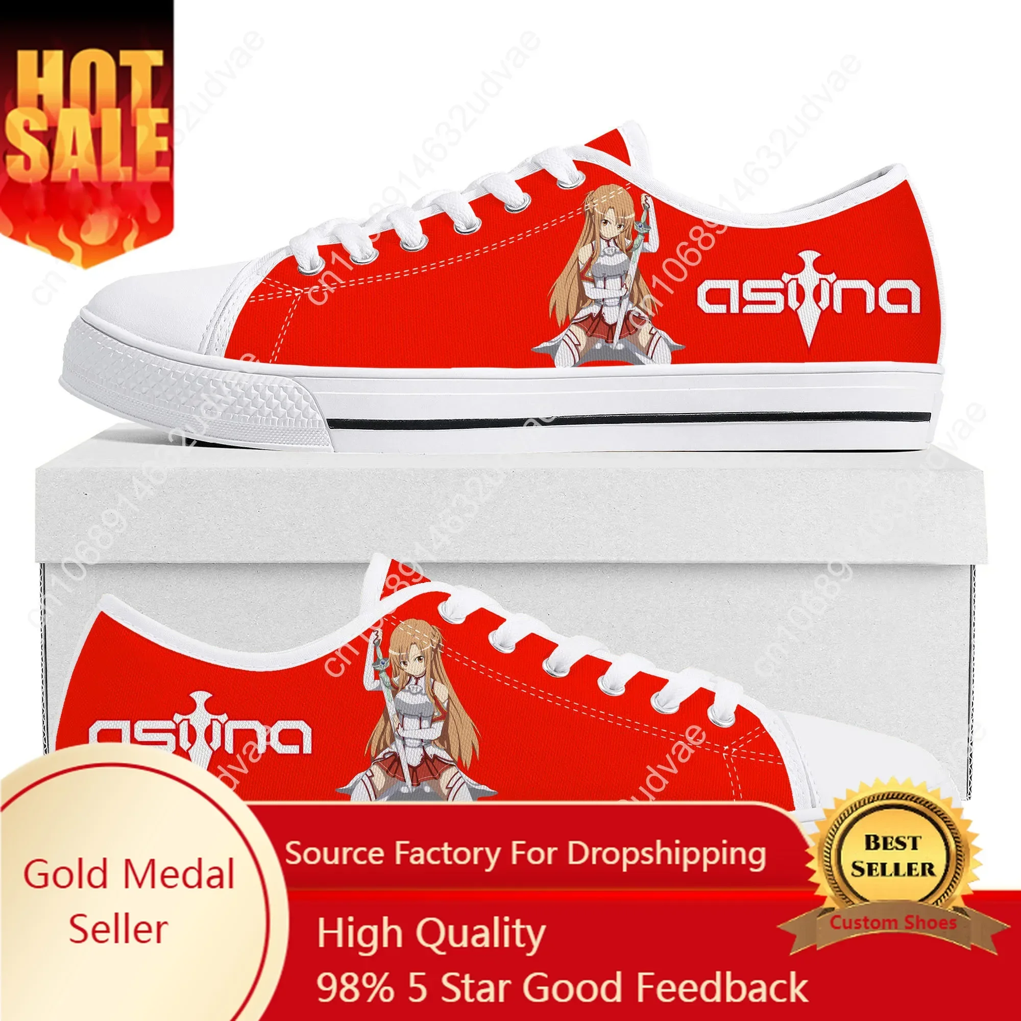Sword Art Online Cartoon Novel Asuna Low Top Sneakers High Quality Mens Womens Teenager Canvas Sneaker Couple Shoes Custom Shoe