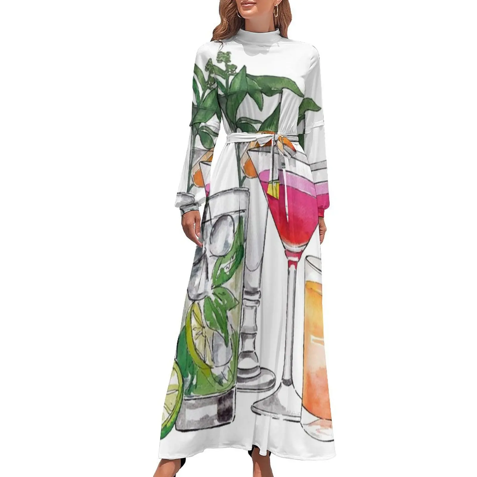 thumbnail image 1 of Vestido largo con tapiz de bebidas alcohólicas vestidos para fiesta de verano vestidos de dama 2024, 1 of 5