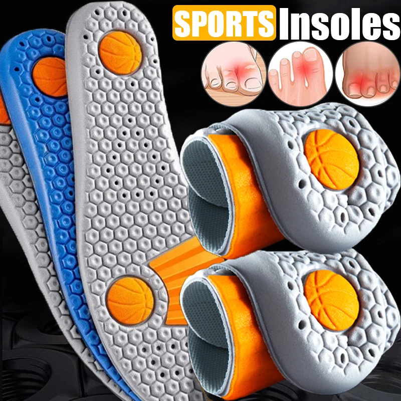 

High Elasticity Sports Insoles Women Men Arch Support Running Shoe Pads Breathable Mesh Shock Absorption Feet Care Cushions