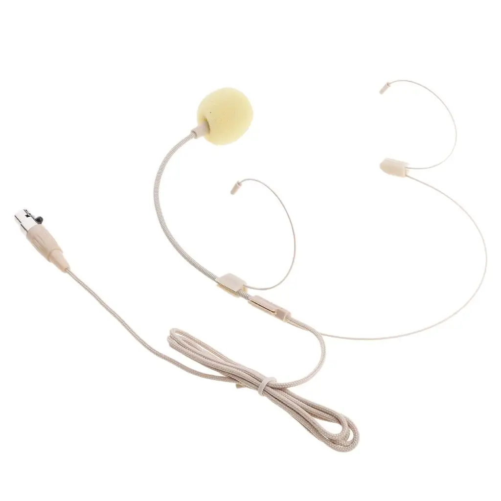 3Pin XLR 4Pin XLR 3.5mm Mono Plug Telescopic Head-mounted Headset Megaphone Microphone MIC Beige