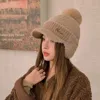 Buckle Closure Solid Color Warm Earmuffs Cap Thermal Windproof Pompom Plush Beanie Versatile Thick Ear Flap Protection Hat Daily